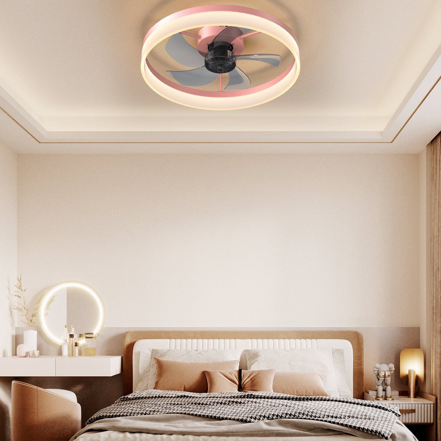 Ceiling Fans with Lights Dimmable LED Embedded installation of thin